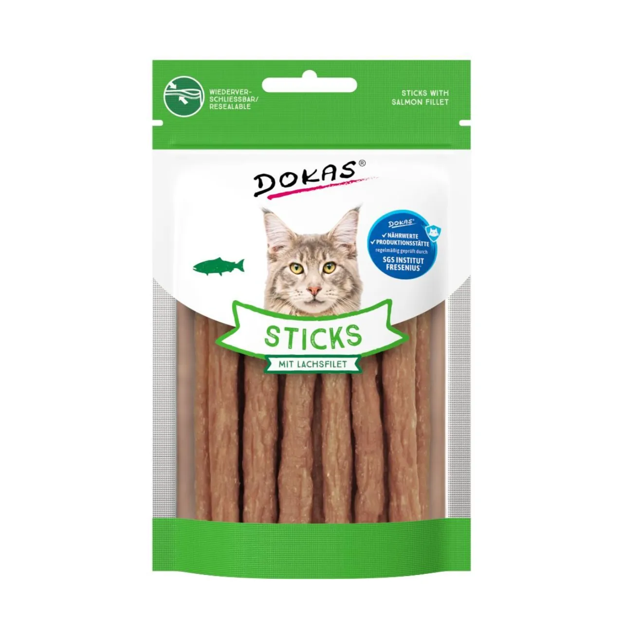 Dokas Sticks med laksefilet 30 g - naturlige kattegodbidder